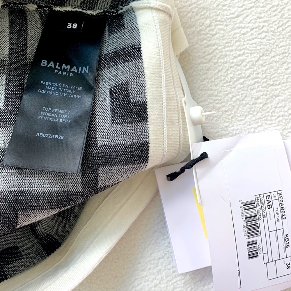 SOLD NWT Balmain Monogram Cropped Top - Picture 5 of 7